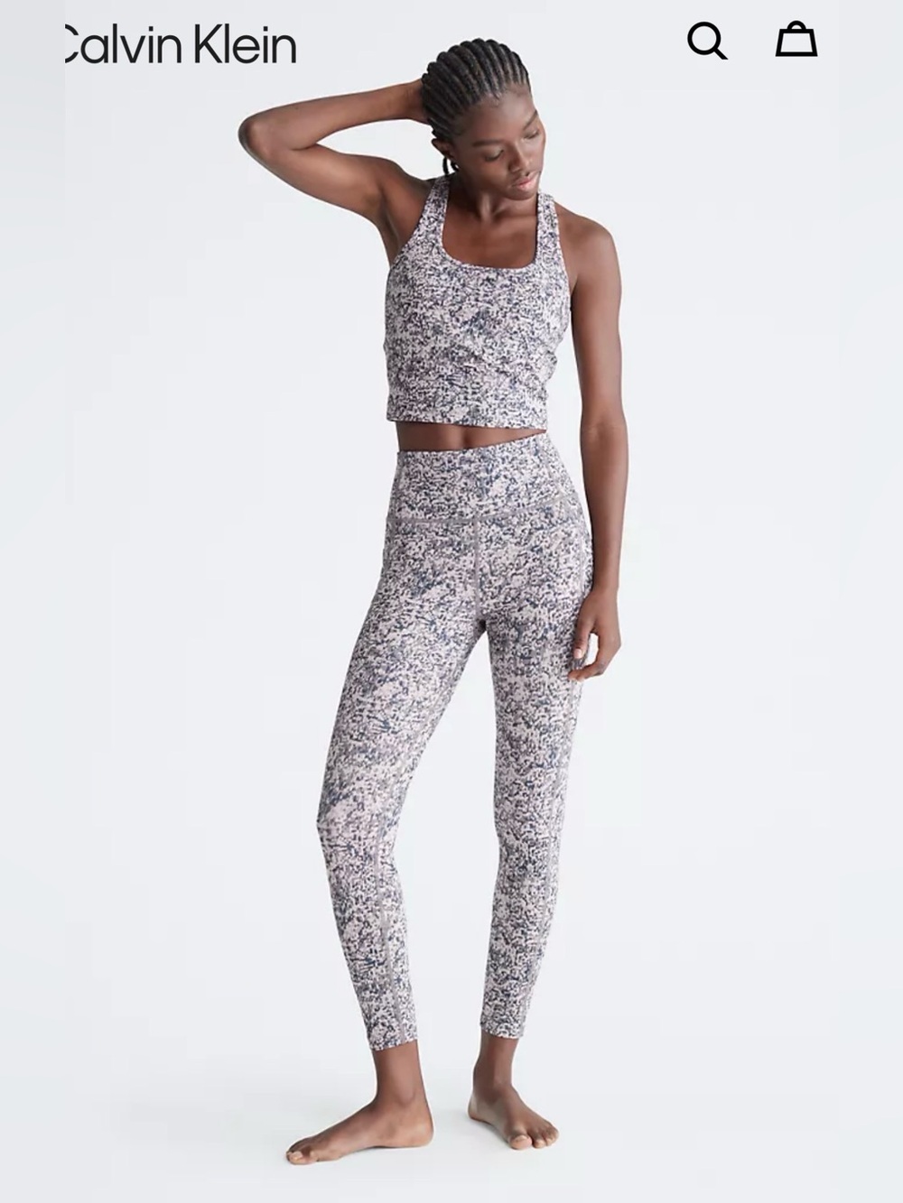 Calvin Klein Performance Sleek Low impact Print Leggings and scoop neck Tank Set